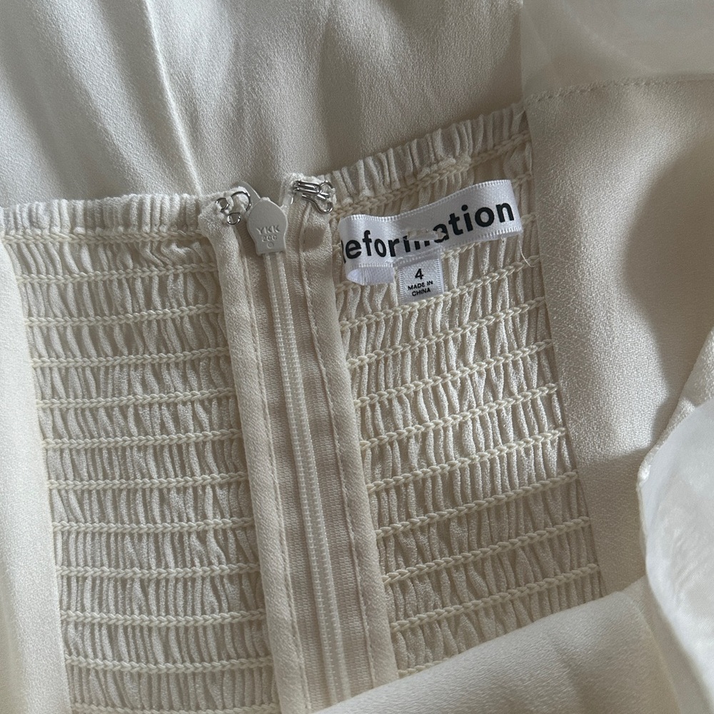 NEW Reformation Kairo Midi Dress Organza Straps Ivory Bridal | size 4 - Picture 13 of 16